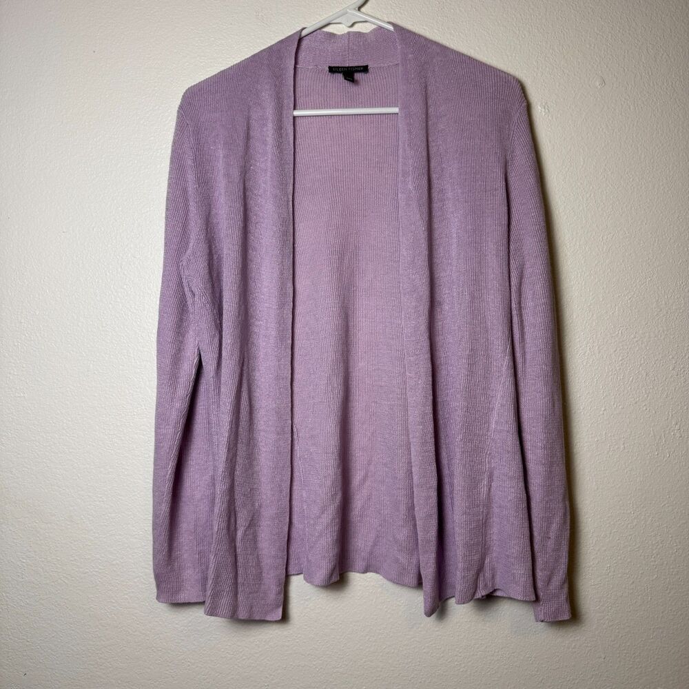 Eileen Fisher Womens M Lavender Open Front Cardigan
